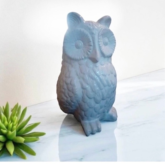 Studio Decor Blue Owl Sculpture Art Piece - Picture 3 of 3